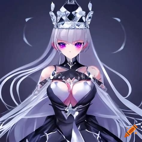 Beautiful Anime Queen With Silver Diamond Crown On Craiyon