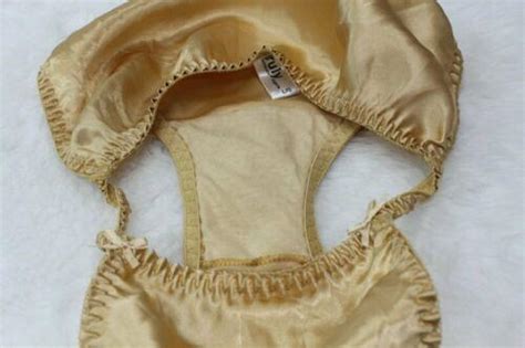 Vintage String Bikini Panties Satin Smooth Shiny Light Gold By Truly M L