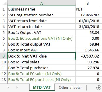 Mtd Vat Return Importing From Microsoft Excel