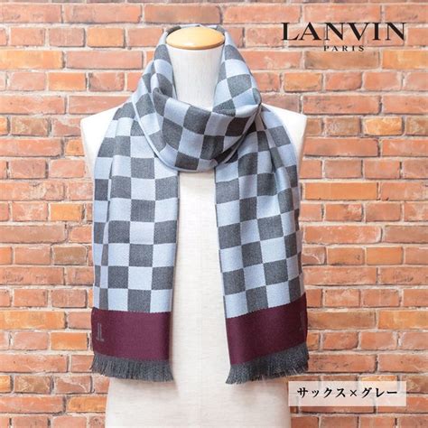 【未使用】1円 Lanvin イタリー製ストール Mouley社ウール100％ジャガード ギンガムチェック柄 男女兼用 プレゼント 新品