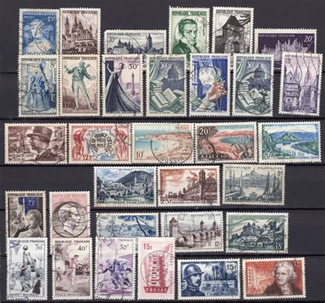 TIMBRES DES ANNÉES 1950 Lot de 32 timbres oblitérés lot 2 EUR 2 24