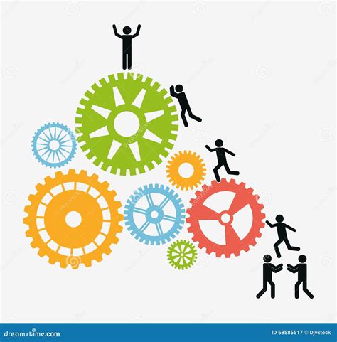 Teamwork And Gears Design Stock Vector Illustration Of Occupation