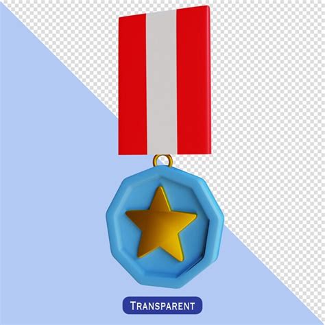 Ilustração 3d da medalha de bravura PSD Premium