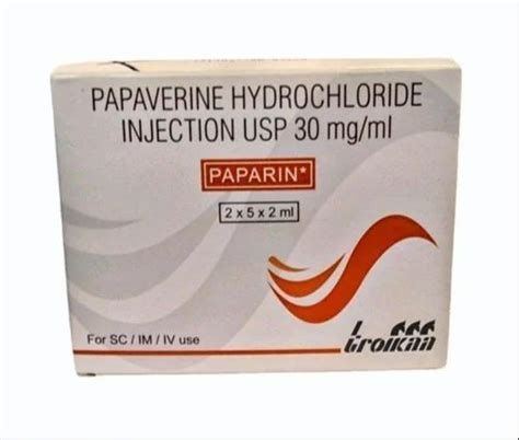 mg papaverine hydrochloride injection  rs box papaverine