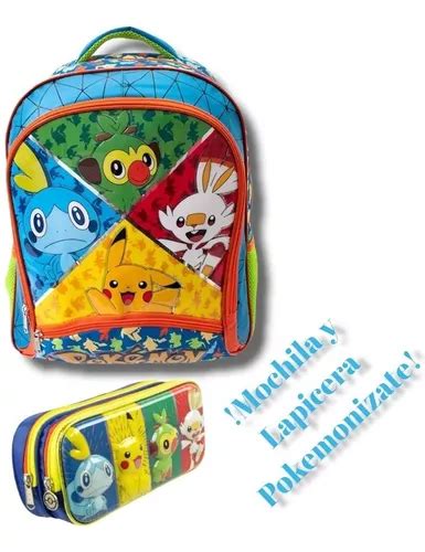 Paquete Mochila Y Lapicera Pikachu Pokemon Primaria Envío gratis