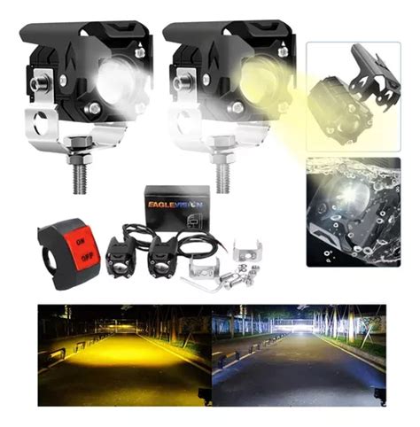 Par Faros De Lupa W Luz Spot Doble Color Para Auto Moto Mercadolibre