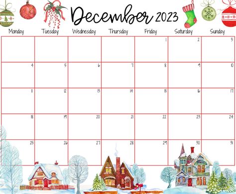 Calendario EDITABLE diciembre 2023 Feliz Navidad Casas Etsy España