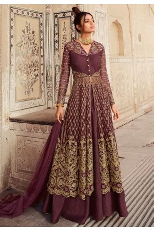 Purple Net Indo Western Lehenga Choli