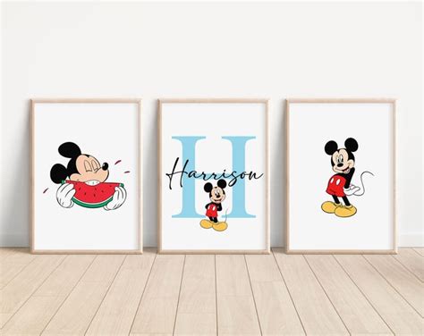 Mickey Mouse And Friends Art Print Set Of 6 Print Sketched Boho