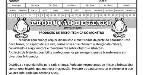 Produ O De Texto Tecnica Do Monstrinho Pdf