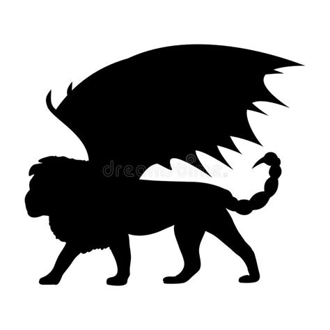 Manticore Silhouette Mythology Symbol Fantasy Stock Vector