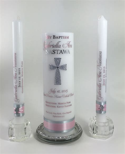 Personalized Baptism Candle Set Christening Candle