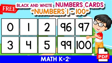 NUMBERS CARDS 1 TO 100 - Black and White Version by Teach Simple