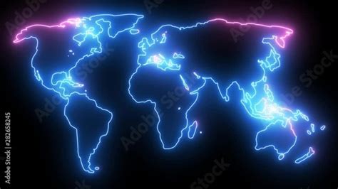 World Map Neon Light Vector Maps Neon World Map Map Images And Photos