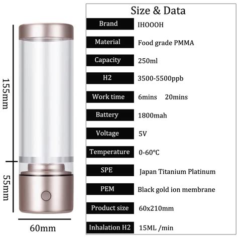 Ihoooh Hydrogen Rich Generator Electrolysis Ionizer H Water Bottle