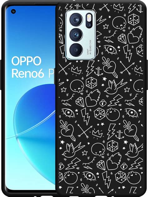 Oppo Reno Pro G Hoesje Zwart Tattoo Wit Designed By Cazy Bol