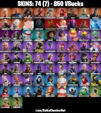 PC PSN XBOX SWITCH 74 SKINS DARTH VADER MRBEAST MARSHINOBI HAR