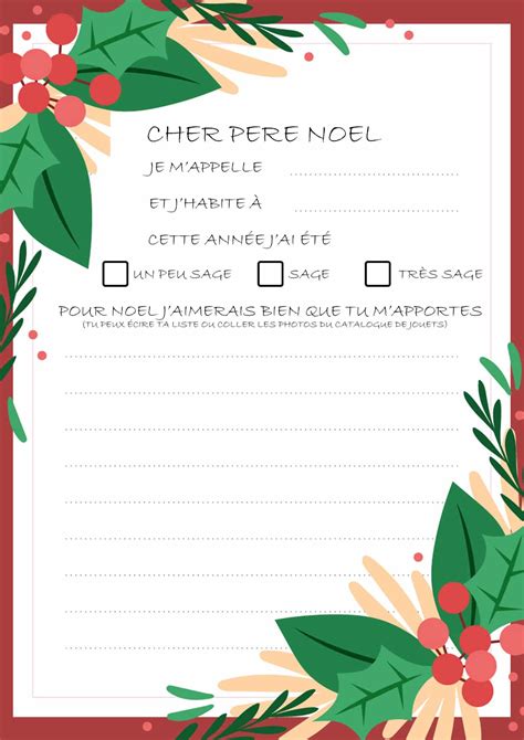 D But Sommet Peau Lettre Au Pere Noel Imprimer Scandale Mal Tirer