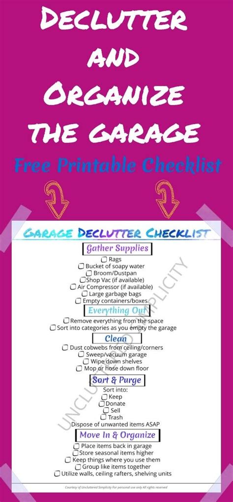 Declutter Garage Organize Garage Garage Organization Printable