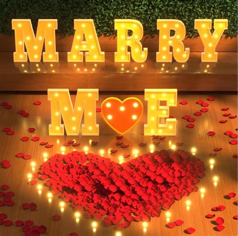 Timisea Marry Me Light Up Letters LED Marry Me Sign Red Heart Sign