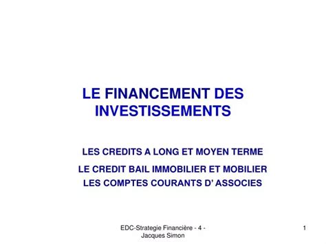 Ppt Le Financement Des Investissements Powerpoint Presentation Free