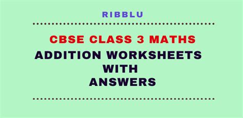 Addition Worksheets For Class 3 Maths