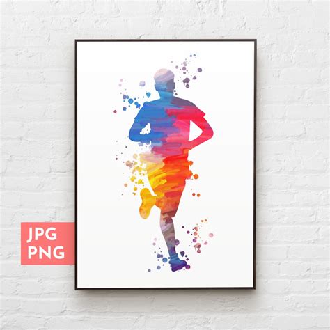 Running Man Wall Art, Runner Poster, Printable Runner Gifts for Men ...