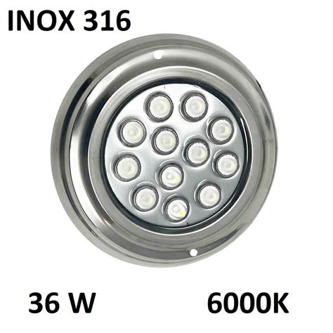 Foco Led Piscina Superficie 36W 6000K INOX 316