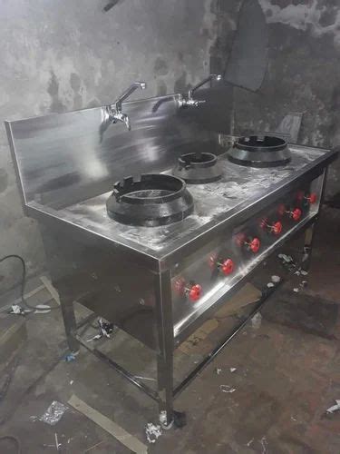 Silver Stainless Steel Chinese Cooking Range For Restaurant Number Of