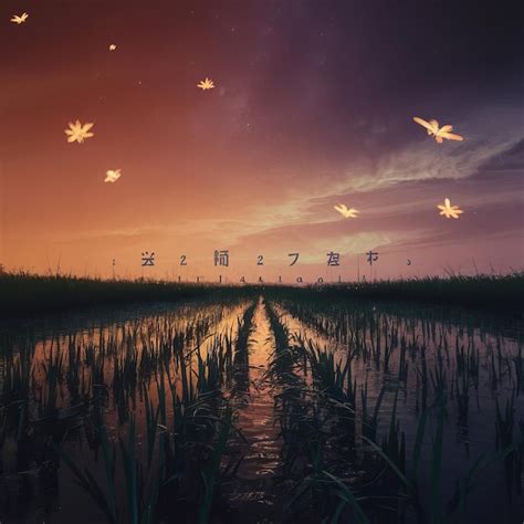 majestic palm tree  sunset  serene rice field    render