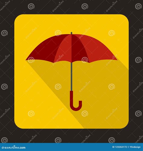 Red Umbrella Icon In Flat Style Stock Illustration Illustration Of