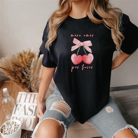 More Amor Por Favor Cherry Shirt Coquette Top Coquette Shirt Cherry Tshirt Coquette Clothing