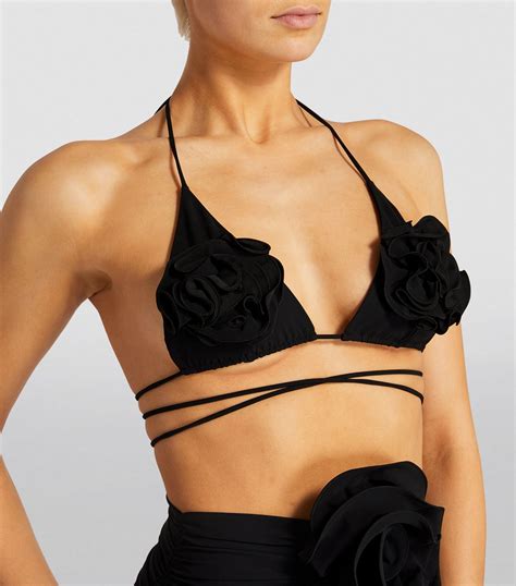 Magda Butrym Rose Appliqué Triangle Bikini Top Harrods TH