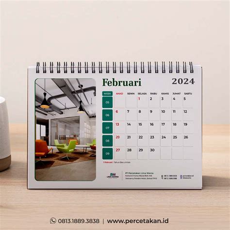 12 Template Desain Kalender Meja 2024 Lima Warna Offset Printing