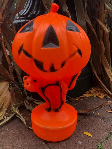 Vintage Halloween Pumpkin Blow Mold Light Etsy