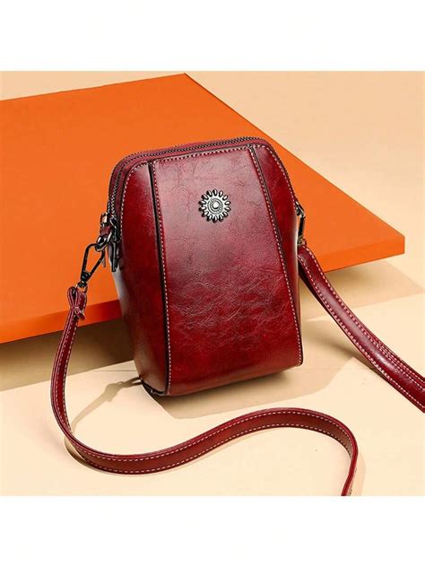 Artificial Leather Stylish Elegant Retro Shoulder Bag Autumn Soft Leather Mobile Phone Bag