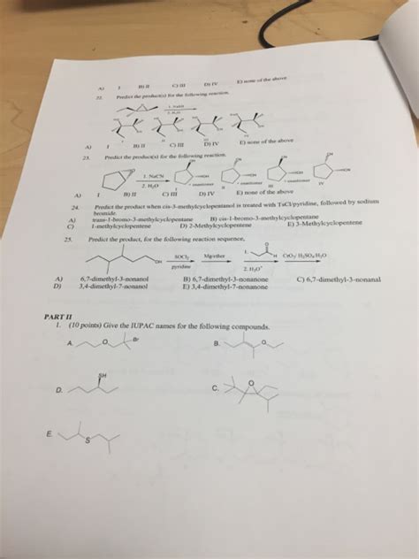 Solved Predict The Products For The Following Reactions Give Chegg