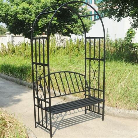 Wrought Iron Garden Arch With Bench Garden Design Ideas