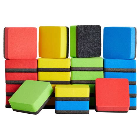 24 Pack Square Magnetic Mini Dry Erase Board Erasers For Teachers