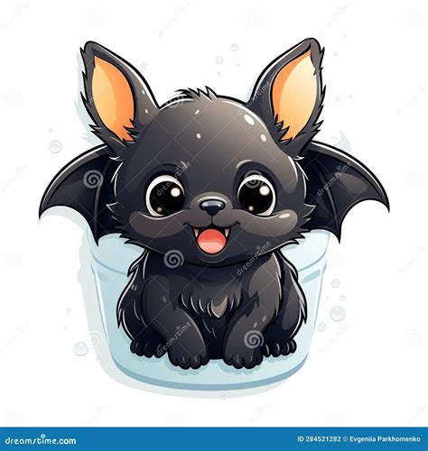 Black Vampire Bat on Isolated Background, Cute Sticker. Festive Flying ...