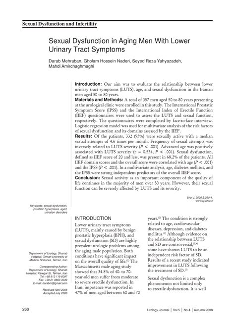 Pdf Sexual Dysfunction In Aging Men With Lower Urinary Tract Symptoms