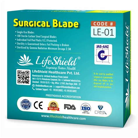 LifeShield Surgical Blade No 10 Disposable Scalpel Carbon Stainless