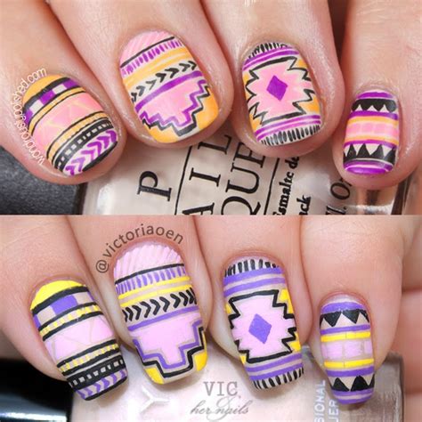 Vic And Her Nails Viccopycat Neon Tribal Nail Art By Wondrously Polished