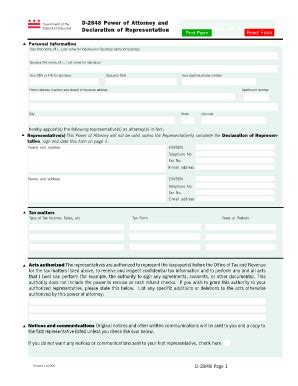 D Poa Pmd Office Of Tax And Revenue Otr Cfo Dc Form Fill Out And