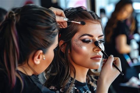 Premium Photo A Detailed Shot Of A Makeup Artist Creating A Bold Look