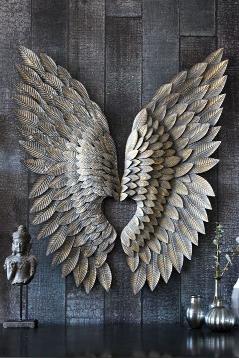 Feather Effect Metallic Wings Angel Wings Wall Art Angel Wings Wall