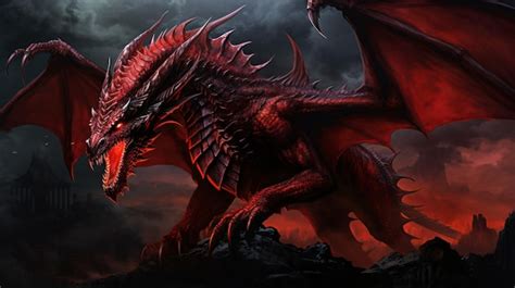 Premium AI Image | Fantasy red dragon