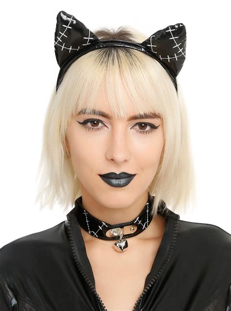 Black Patent Cat Ears And Choker Set Hot Topic Black Cat Ears Headband Cat Ears Headband