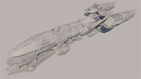 Sci Fi Space Battleship 3D Model TurboSquid 1591575