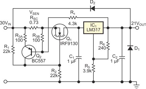 Circuit Adds Foldback Current Protection